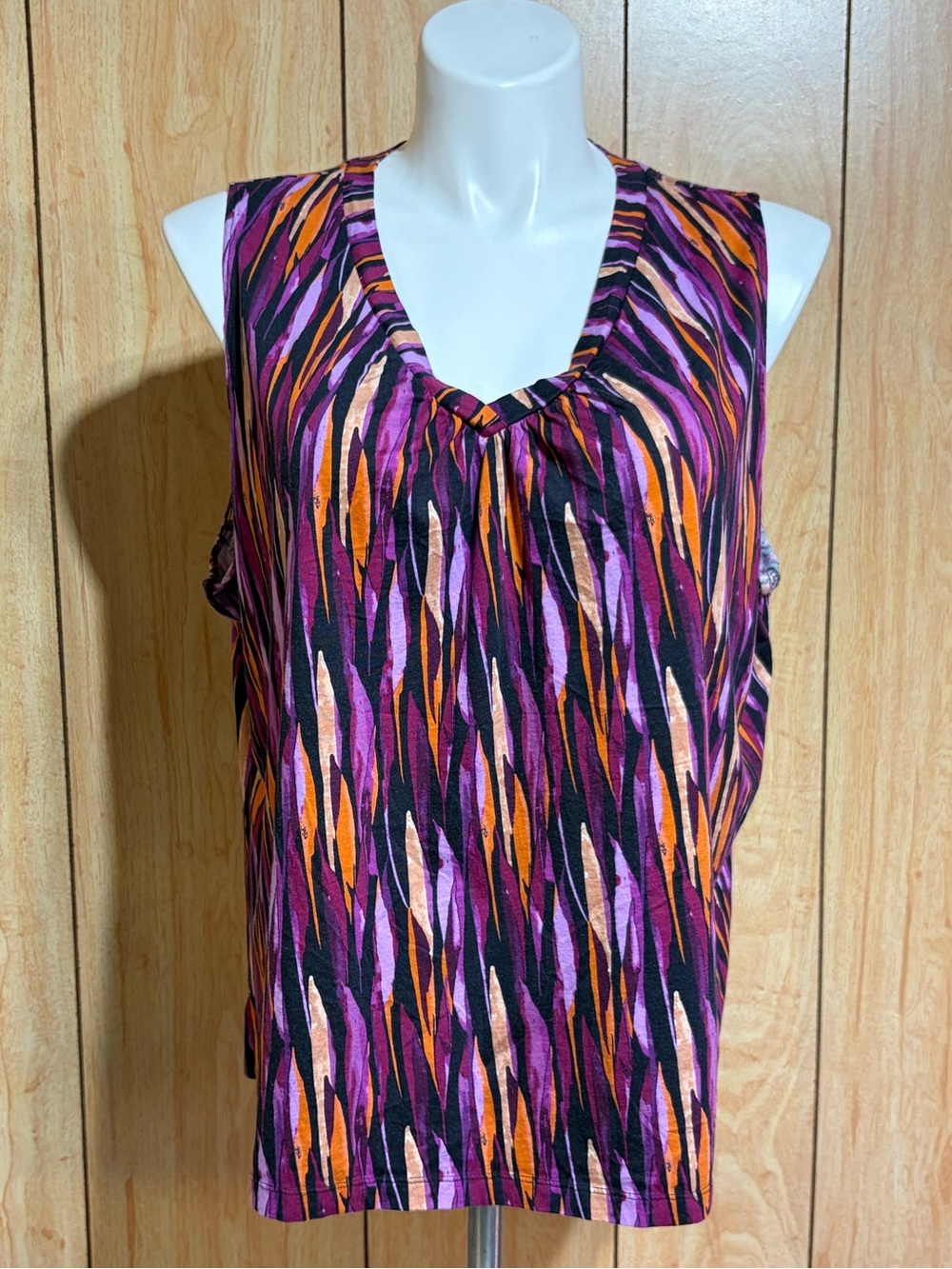 Apt. 9 V-Neck Sleeveless Tank - Black, Purple & Orange SZ - 3X
